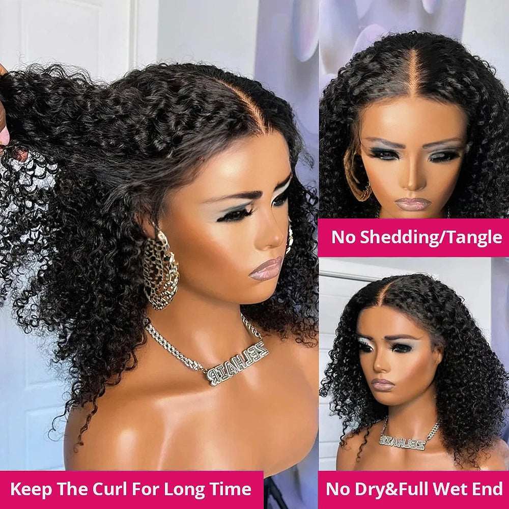Pre Cut No Glue Deep Wave HD Bob Wigs Curly 6x4 Glueless Wig Human Hair Ready To Wear Water Wave Lace Frontal Wigs Pre Plucked