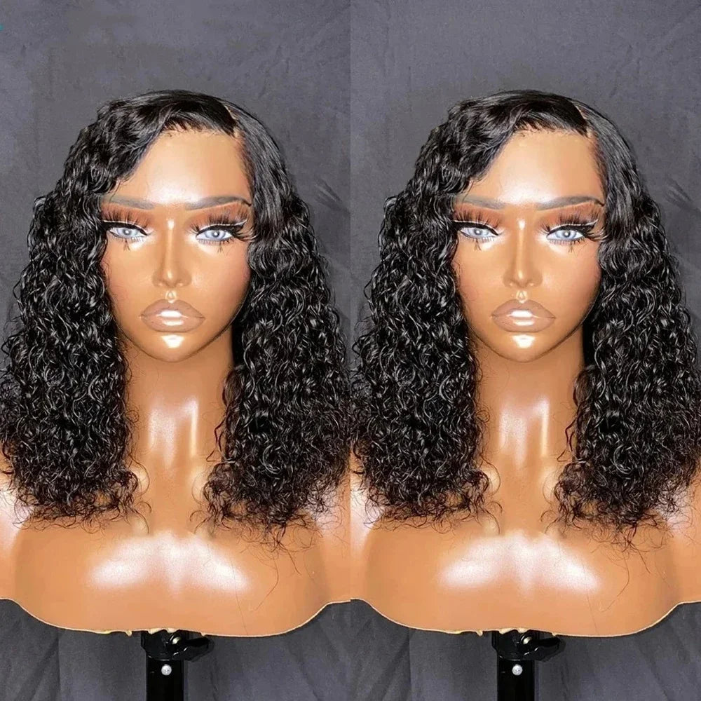 Pre Cut No Glue Deep Wave HD Bob Wigs Curly 6x4 Glueless Wig Human Hair Ready To Wear Water Wave Lace Frontal Wigs Pre Plucked
