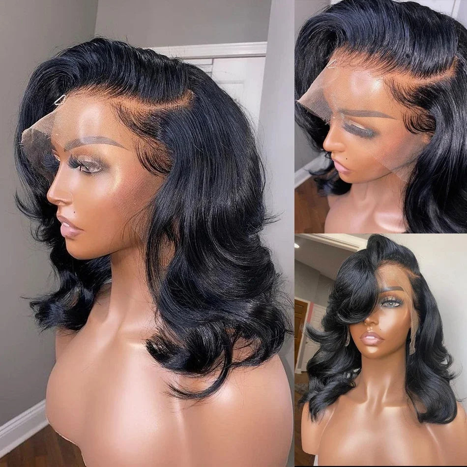 13x6 Body Wave bob wig human hair 100% HD Transparent Preplucked 5x5 short bob Remy brazilian wigs on sale choice for women
