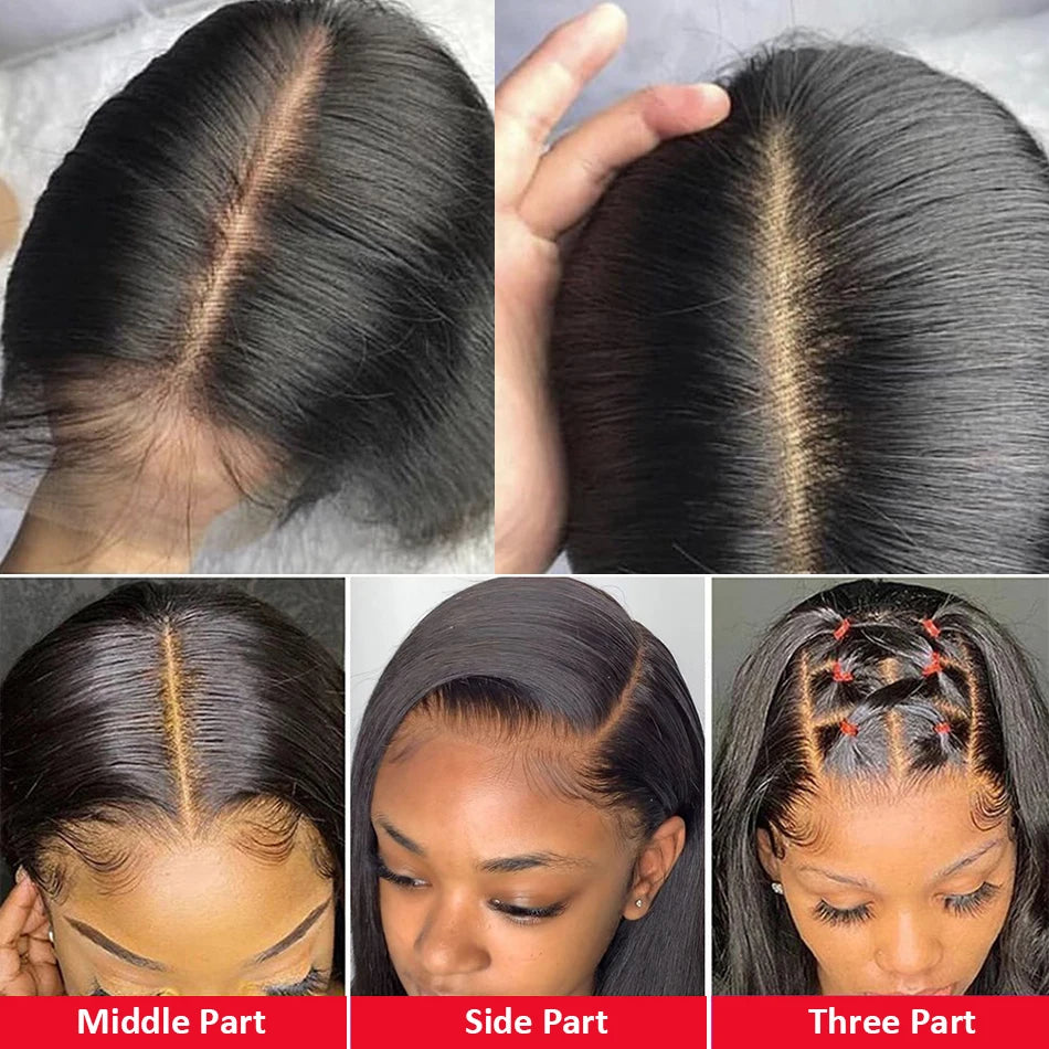100% Human Hair Bone Straight 13x6 HD Lace Frontal Wigs 5x5 Glueless 30 40 Inch 13x4 Lace Front Wig Black Closure Brazilian Wear