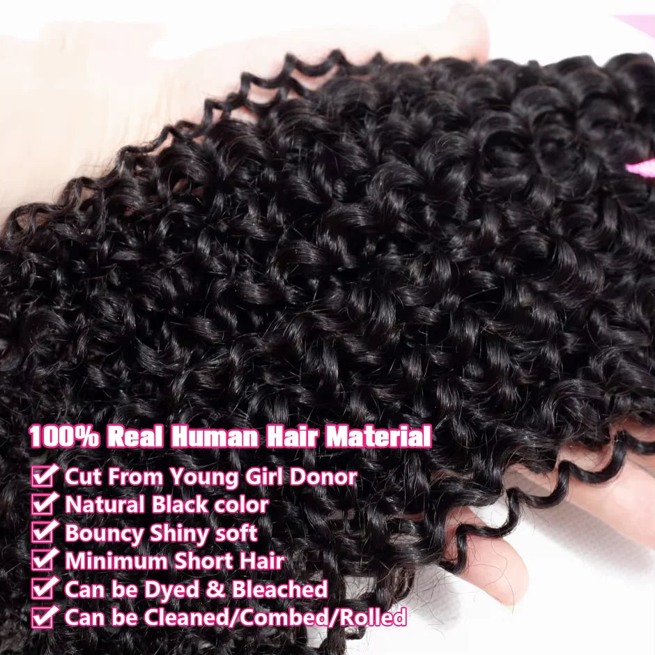 Pre Cut Kinky Curly Wigs Glueless Wig Human Hair 250% 4C Afro Curly Deep Wave 13x6 HD Lace Frontal Human Hair Wigs 200 Density