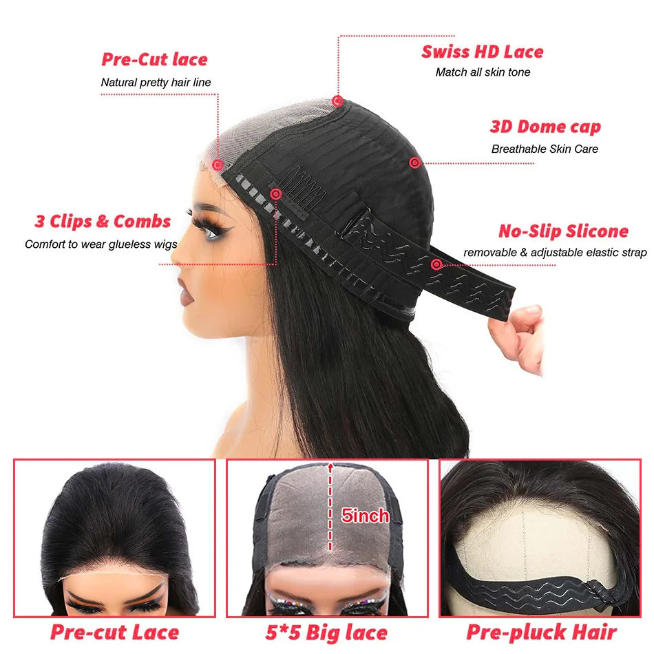 100% Human Hair Wear Go HD 13x6 Body Wave Lace Frontal Wig 30 40 Inch 13x4 Lace Front Wigs Brazilian 5x5 Closure Glueless Water