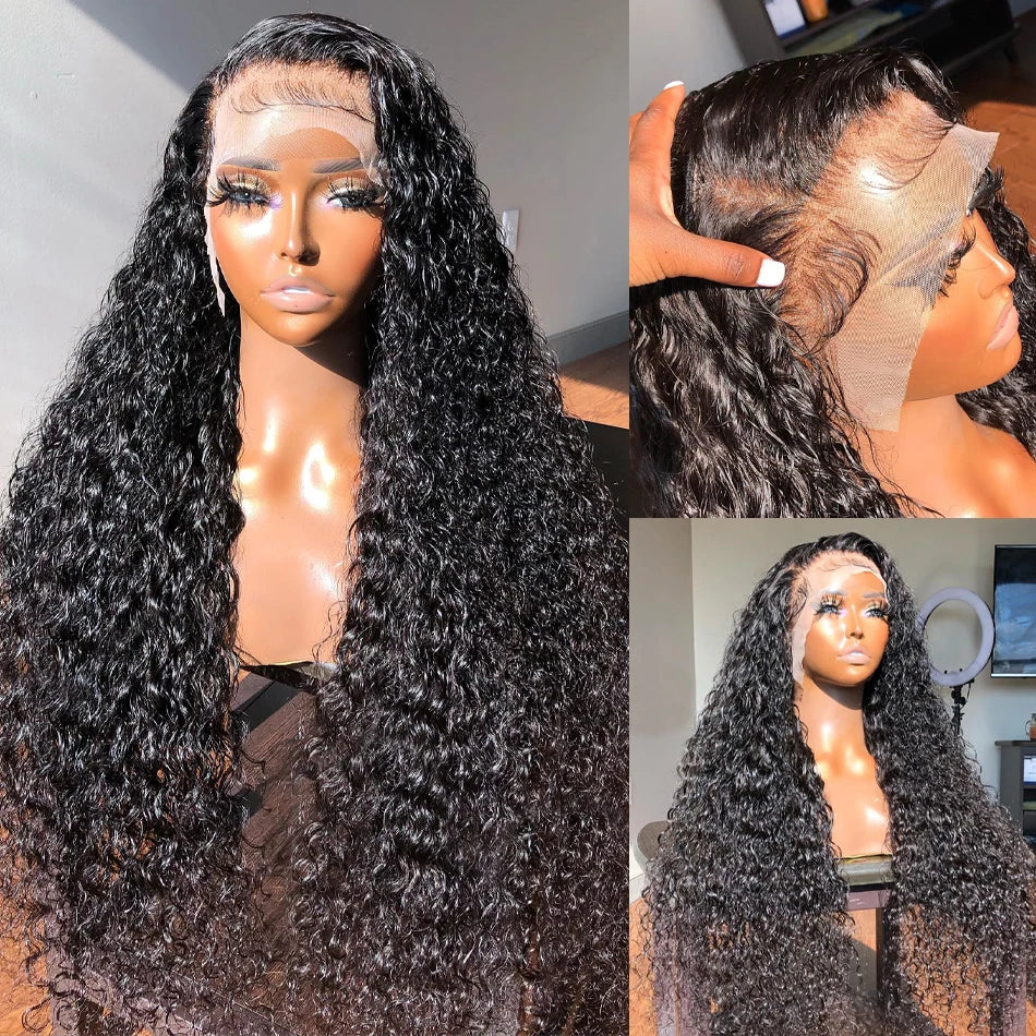 250 Density Deep Wave Lace Front Wig 13x6 Hd Lace Frontal Wig 4x4 13x4 Curly Human Hair Wigs For Women 360 Pre Plucked Lace Wig