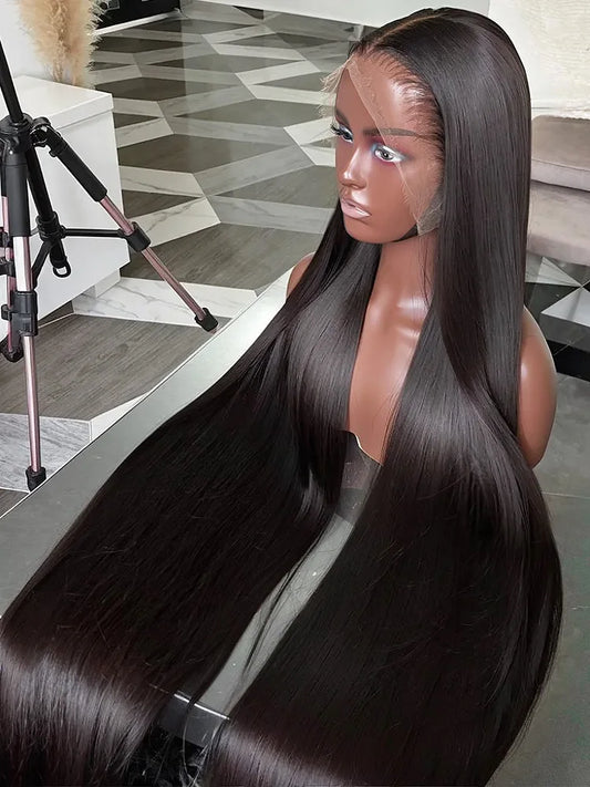 100% Human Hair Bone Straight 13x6 HD Lace Frontal Wigs 5x5 Glueless 30 40 Inch 13x4 Lace Front Wig Black Closure Brazilian Wear