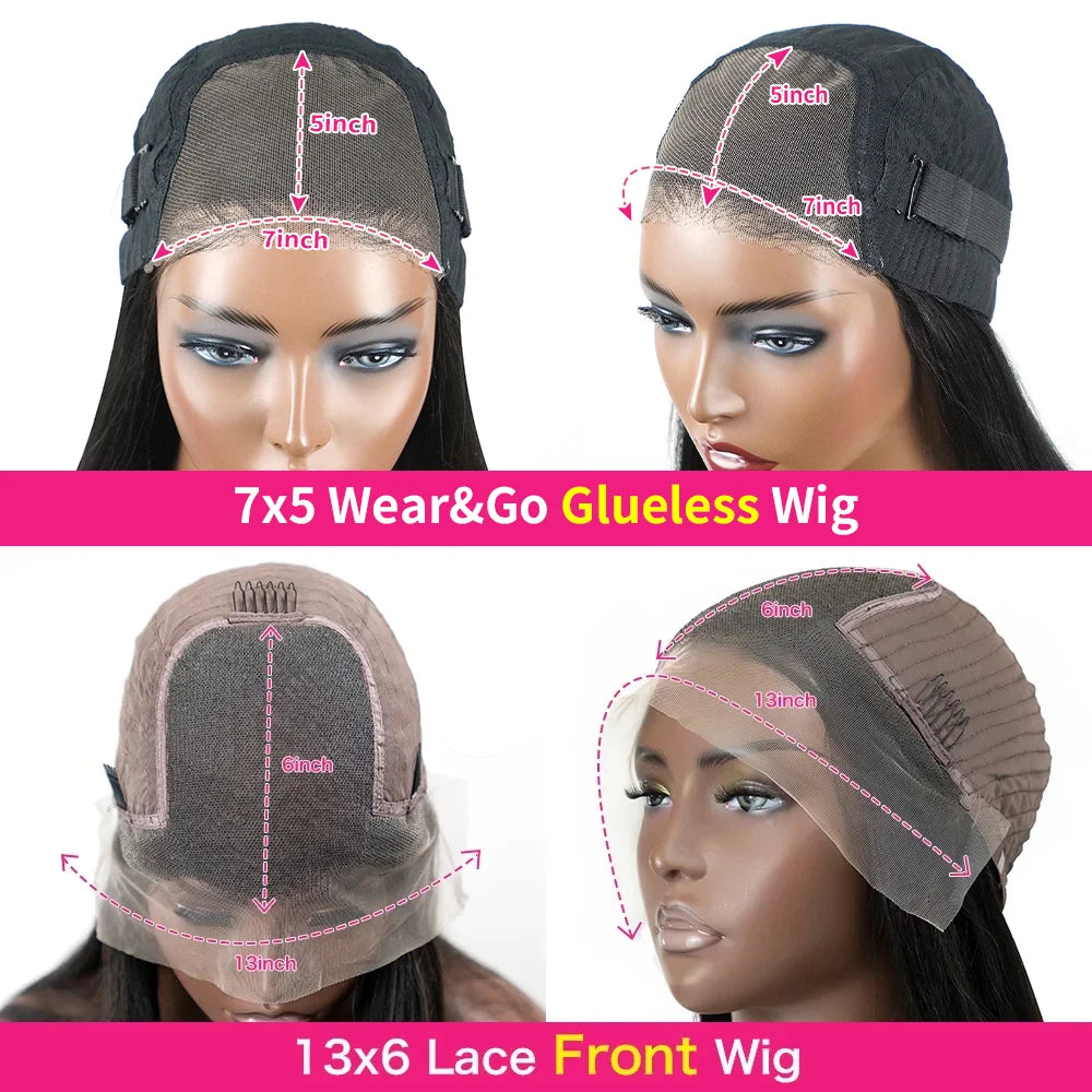 40 Inch Wear Go 7x5 Glueless Wigs Human Hair 13x4 13x6 HD Body Wave Lace Front Human Hair Wigs Ready To Go Human Hair PrePlucked