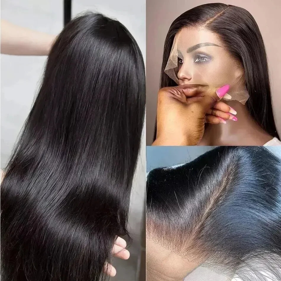 100% Human Hair Bone Straight 13x6 HD Lace Frontal Wigs 5x5 Glueless 30 40 Inch 13x4 Lace Front Wig Black Closure Brazilian Wear